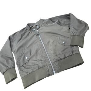 Free People Olive Moss Green Satin Bomber Jacket Pockets Size Small